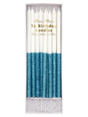 Blue Glitter Dipped Candles
