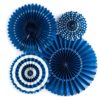 Navy Paper Fan Basics - Set of 4
