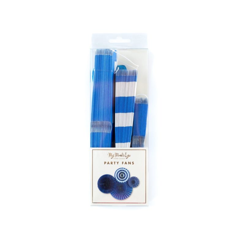 Blue Paper Fan Basics - Set of 4
