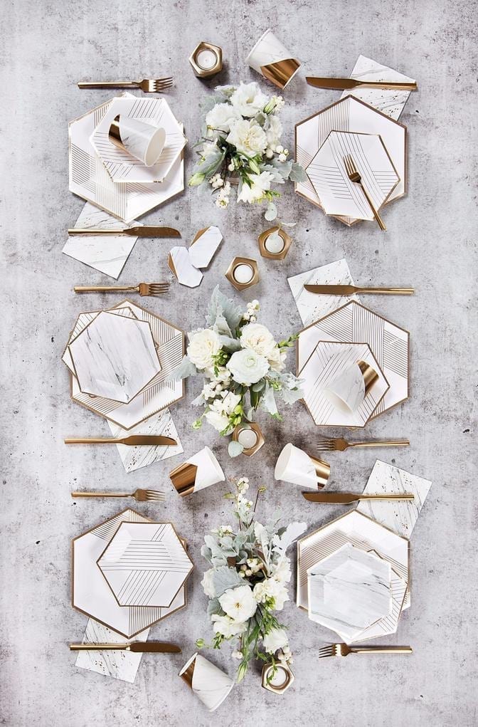 Blanc - White Marble Colorblock Paper Cups