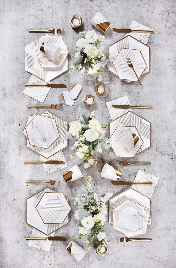 Blanc - White Striped Small Paper Plates