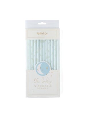 Baby Blue Stars Reusable Straws