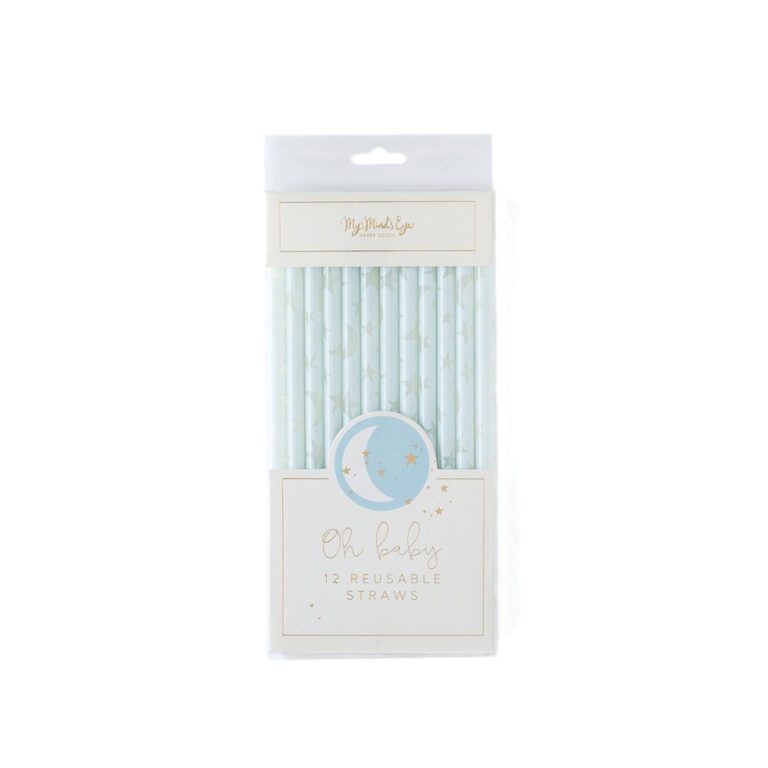 Baby Blue Stars Reusable Straws