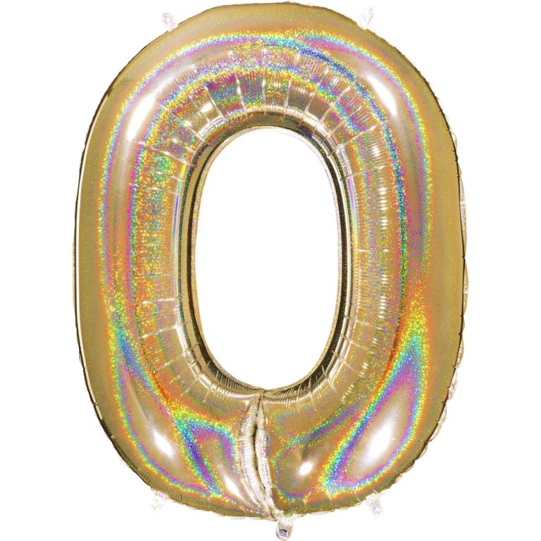 Giant Holographic Gold Number Balloon - 40 Inches