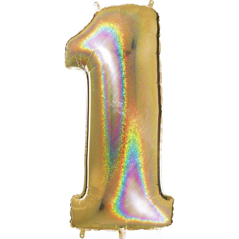 Giant Holographic Gold Number Balloon - 40 Inches