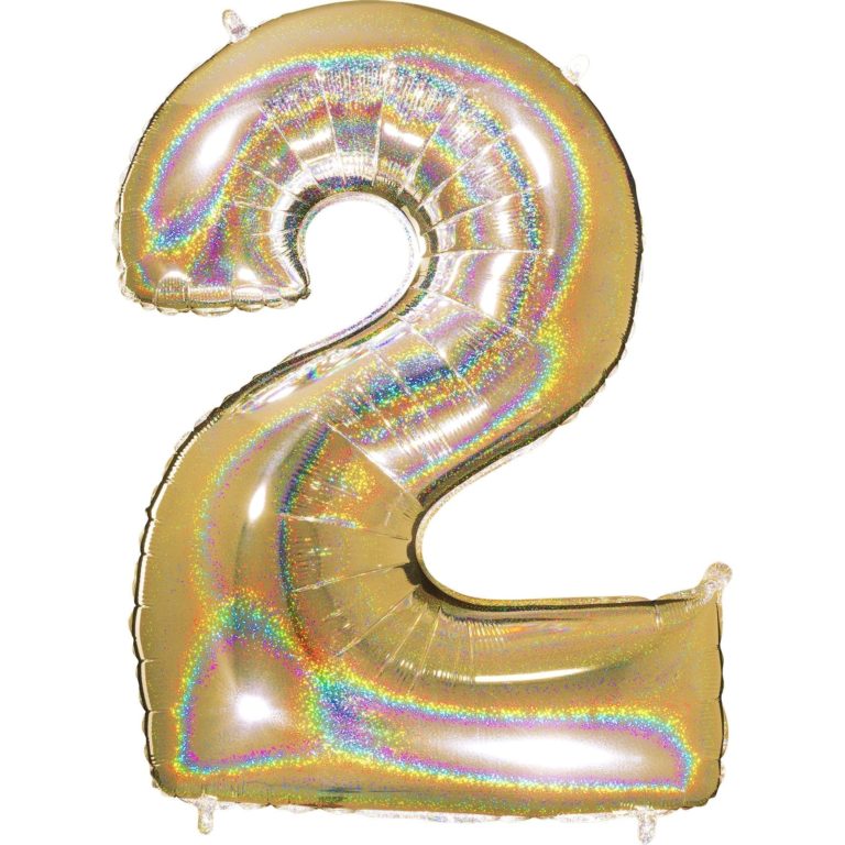 Giant Holographic Gold Number Balloon - 40 Inches