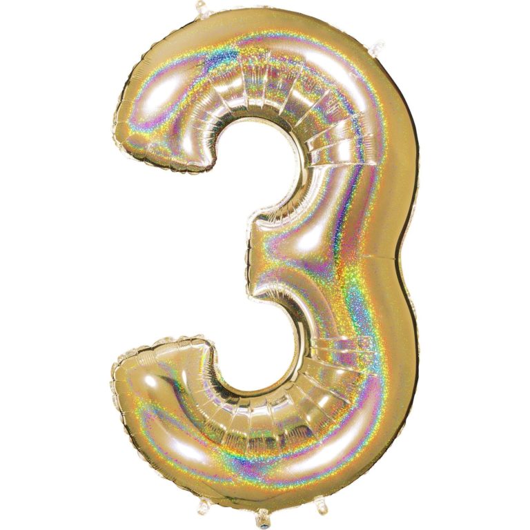 Giant Holographic Gold Number Balloon - 40 Inches
