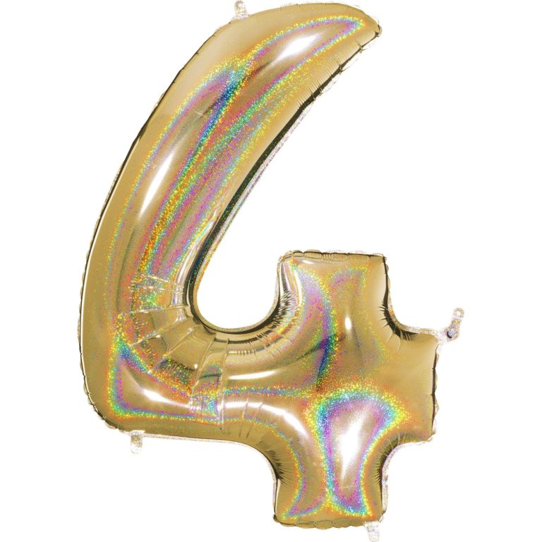 Giant Holographic Gold Number Balloon - 40 Inches