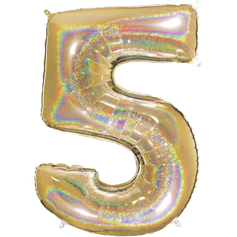 Giant Holographic Gold Number Balloon - 40 Inches