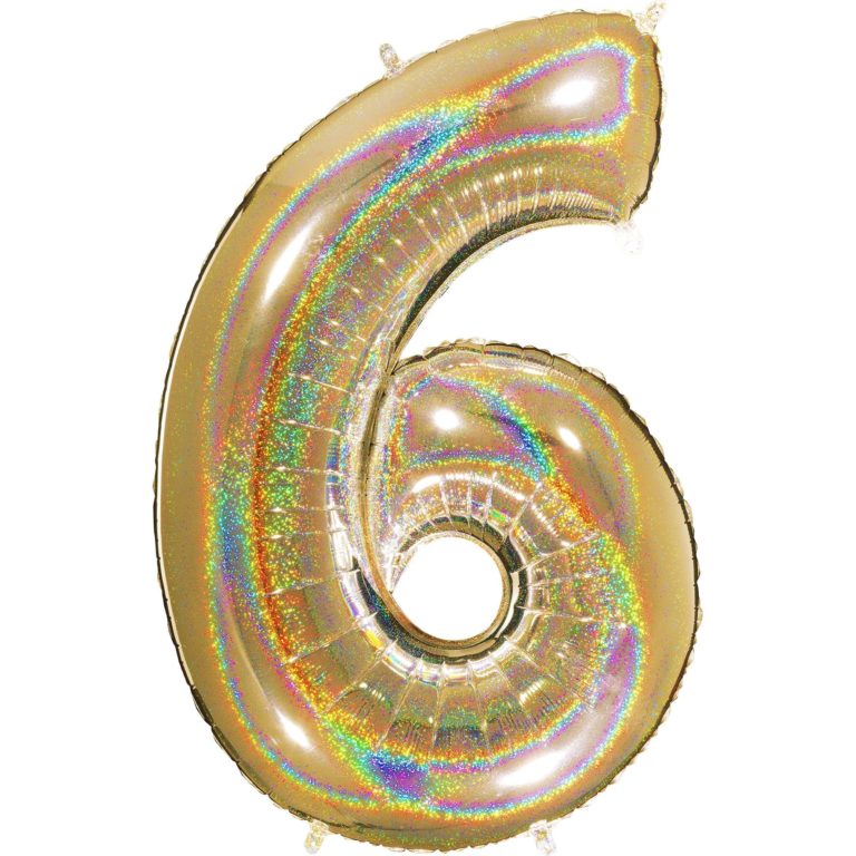 Giant Holographic Gold Number Balloon - 40 Inches