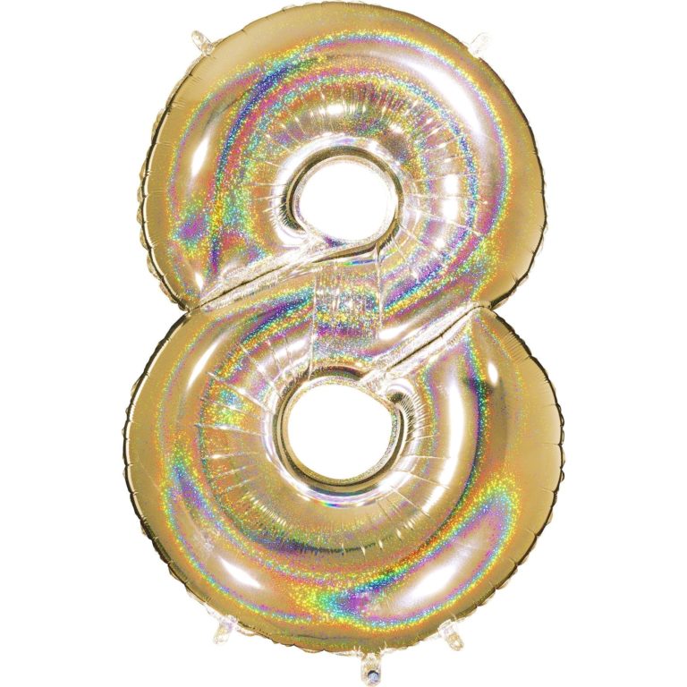 Giant Holographic Gold Number Balloon - 40 Inches