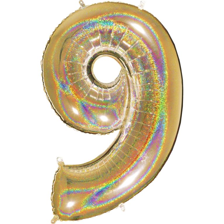 Giant Holographic Gold Number Balloon - 40 Inches