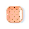 Coral Square Small Plates with Gold Foil Dots