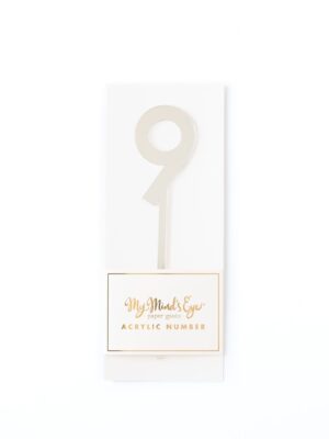 Silver Acrylic Cake Topper - Number 9
