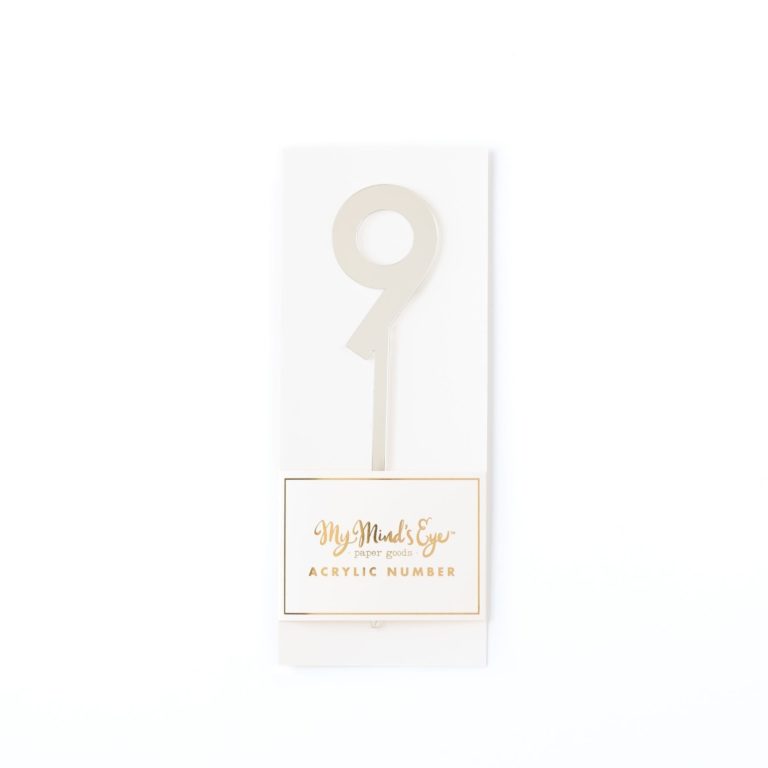 Silver Acrylic Cake Topper - Number 9