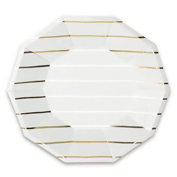 Frenchie Striped Large Plates - Gold