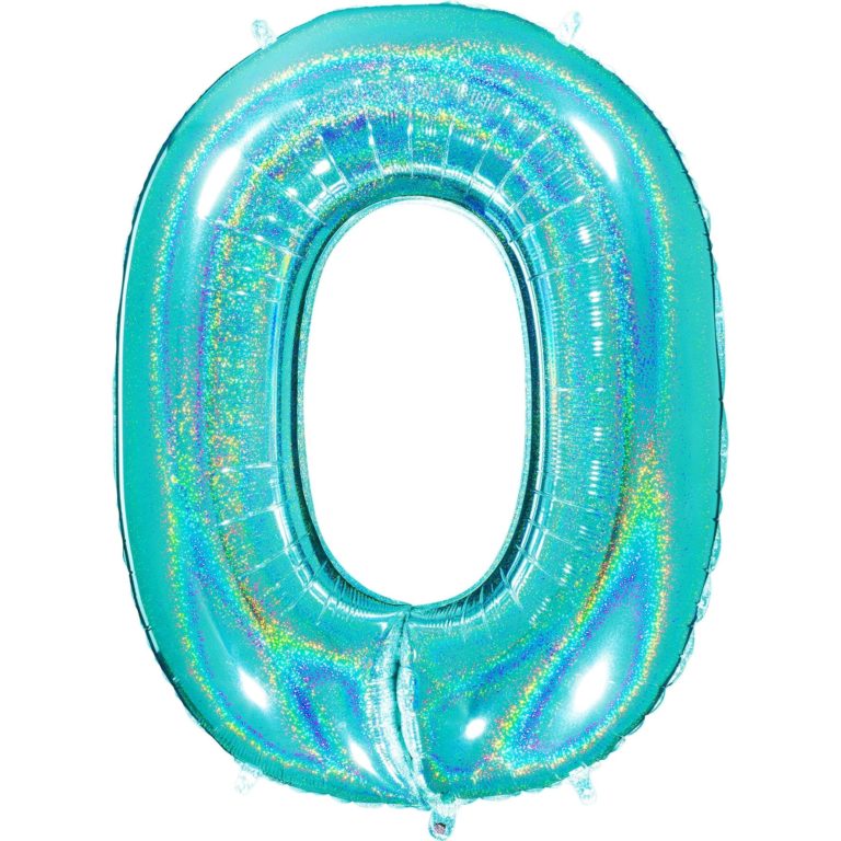 Giant Holographic Tiffany Blue Number Balloon - 40 Inches