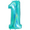 Giant Holographic Tiffany Blue Number Balloon - 40 Inches