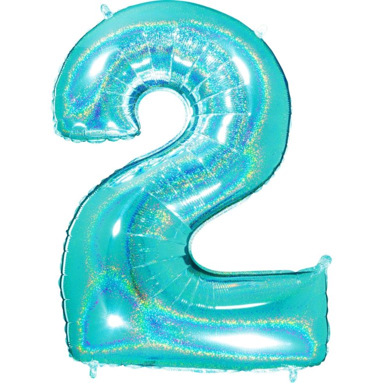 Giant Holographic Tiffany Blue Number Balloon - 40 Inches