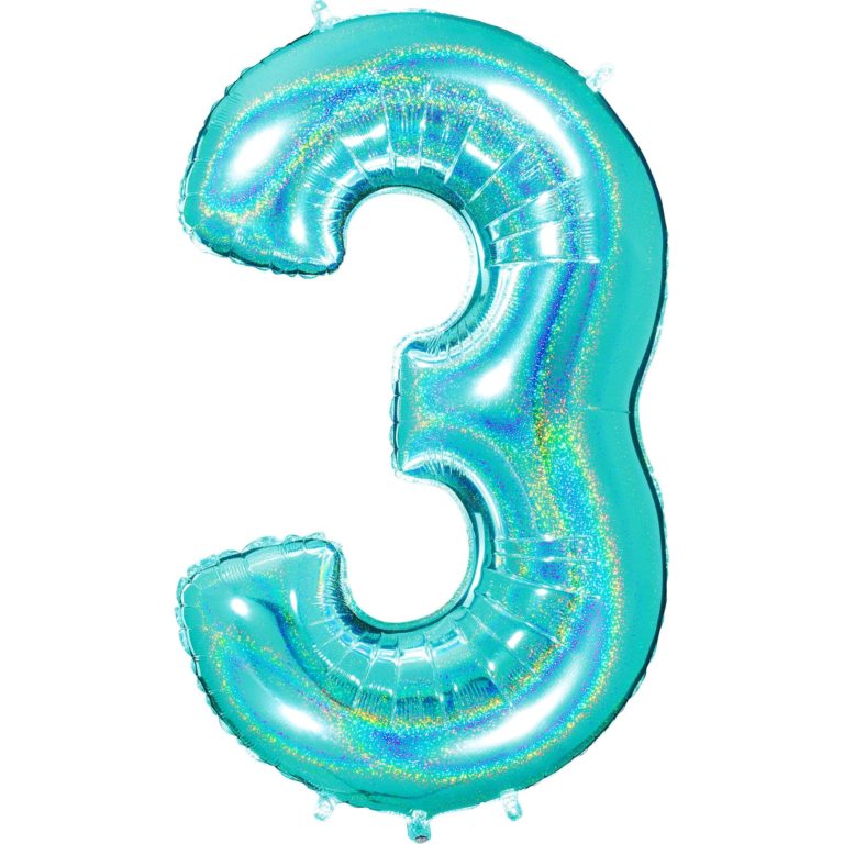 Giant Holographic Tiffany Blue Number Balloon - 40 Inches