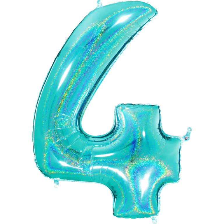 Giant Holographic Tiffany Blue Number Balloon - 40 Inches