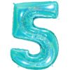 Giant Holographic Tiffany Blue Number Balloon - 40 Inches
