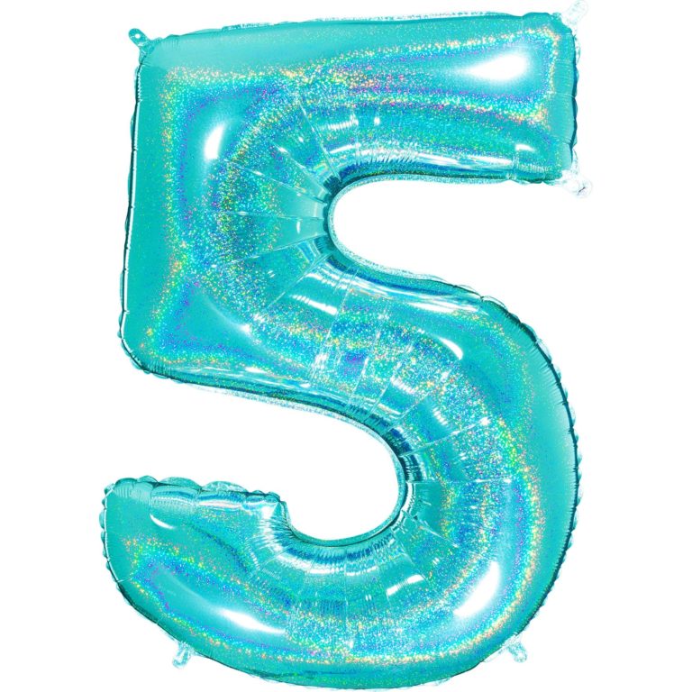 Giant Holographic Tiffany Blue Number Balloon - 40 Inches