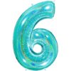 Giant Holographic Tiffany Blue Number Balloon - 40 Inches