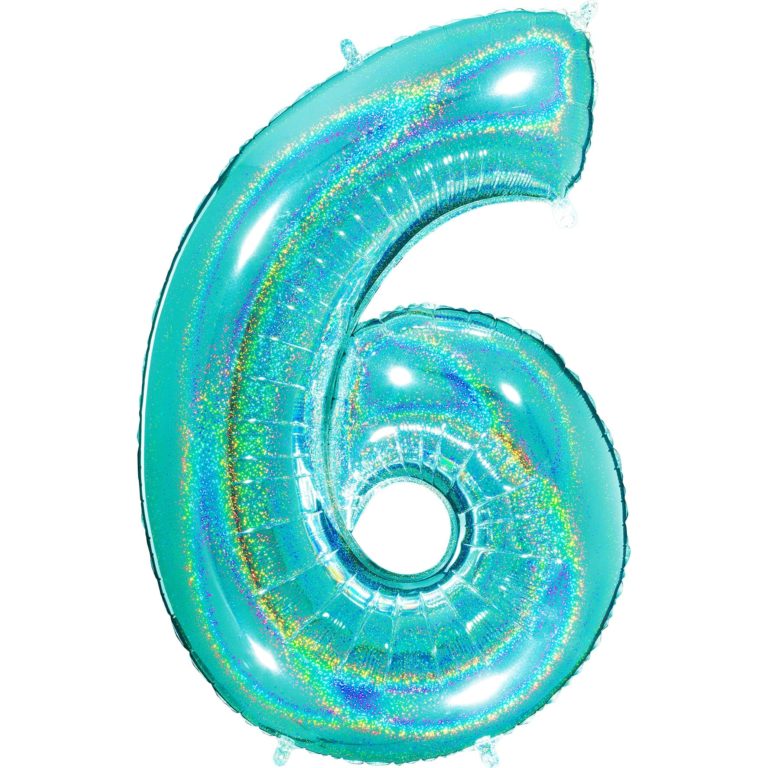 Giant Holographic Tiffany Blue Number Balloon - 40 Inches