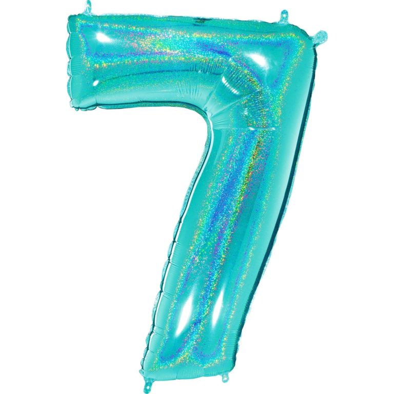 Giant Holographic Tiffany Blue Number Balloon - 40 Inches