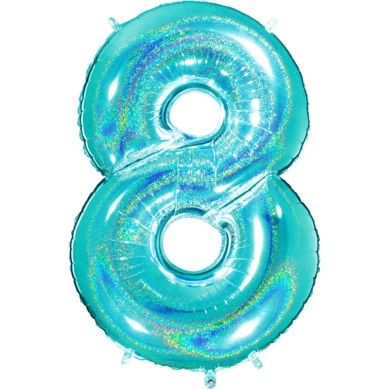 Giant Holographic Tiffany Blue Number Balloon - 40 Inches