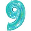 Giant Holographic Tiffany Blue Number Balloon - 40 Inches