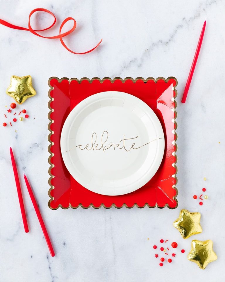 Celebrate Cursive Script Small Plates