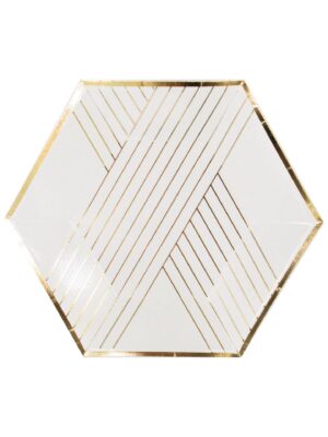 Blanc - White Striped Small Paper Plates