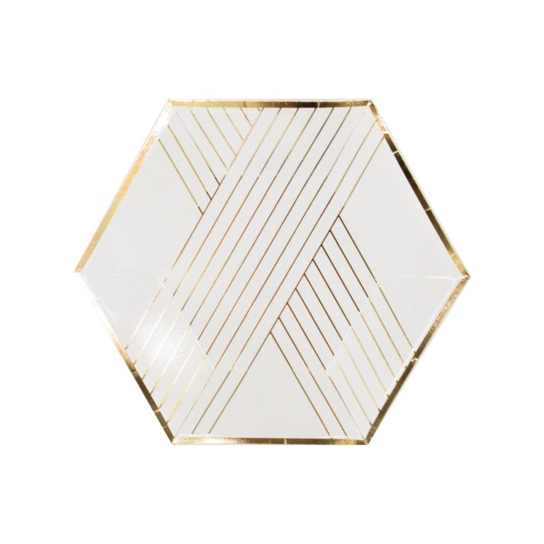 Blanc - White Striped Small Paper Plates