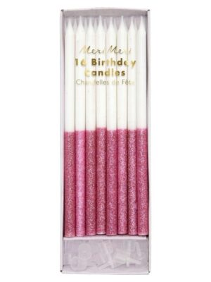 Dark Pink Glitter Dipped Candles