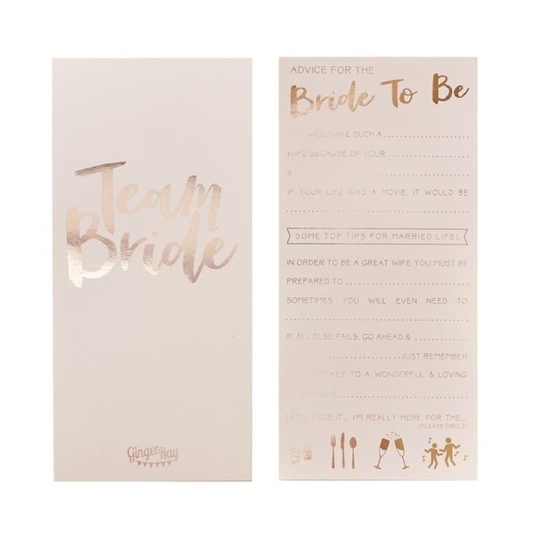 Blush Pink And Rose Gold Advice For The Bride To Be Cards