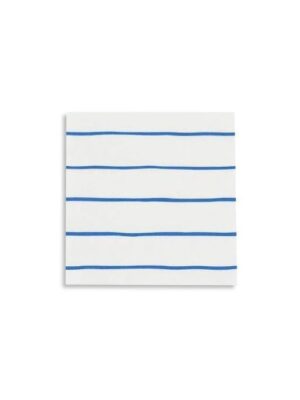 Frenchie Striped Small Napkins - Cobalt