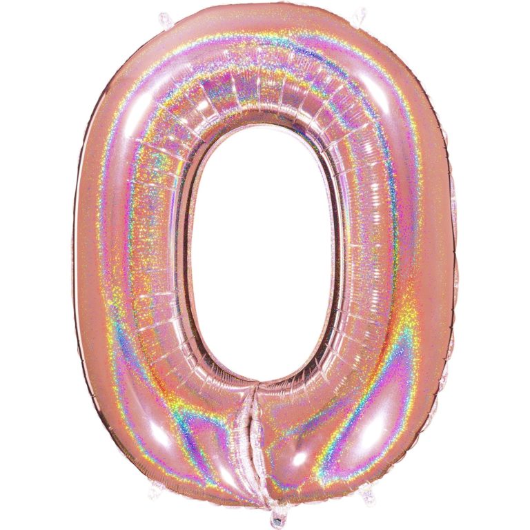 Giant Holographic Rose Gold Number Balloon - 40 Inches