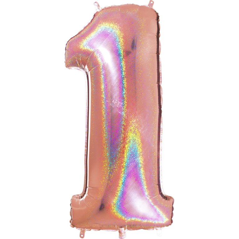 Giant Holographic Rose Gold Number Balloon - 40 Inches