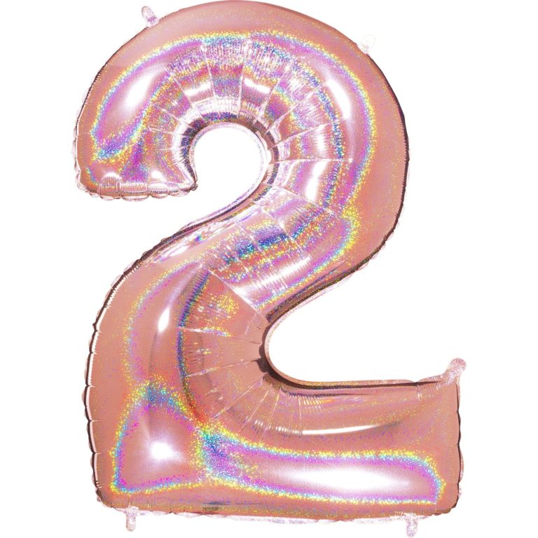 Giant Holographic Rose Gold Number Balloon - 40 Inches