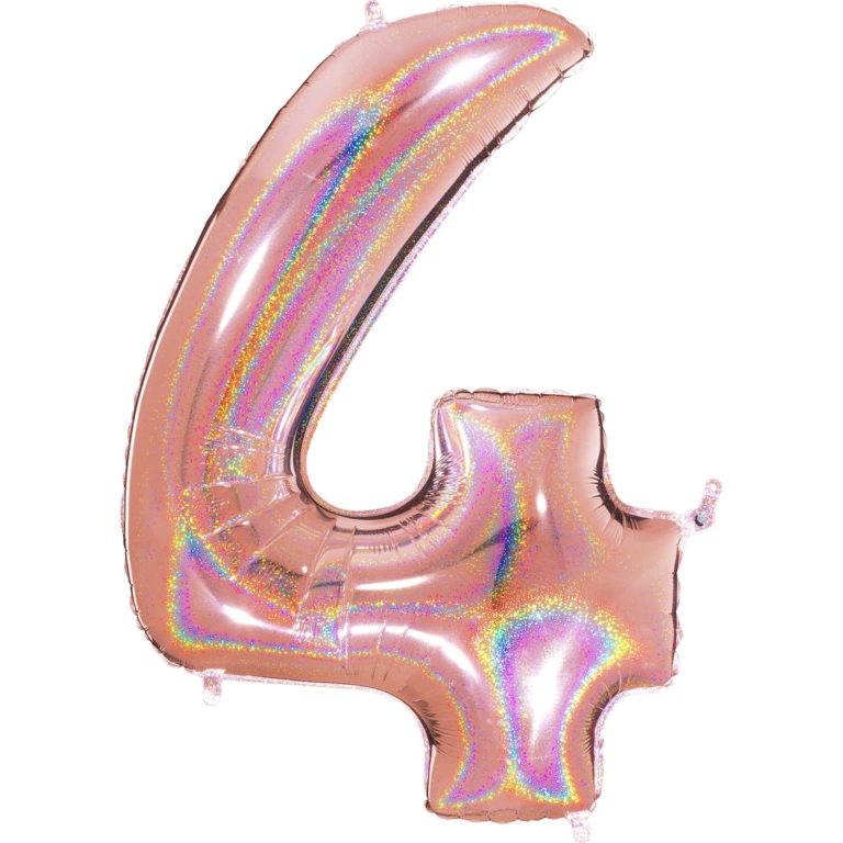 Giant Holographic Rose Gold Number Balloon - 40 Inches