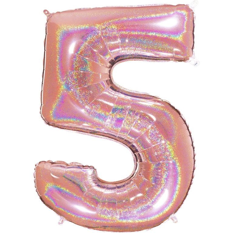 Giant Holographic Rose Gold Number Balloon - 40 Inches