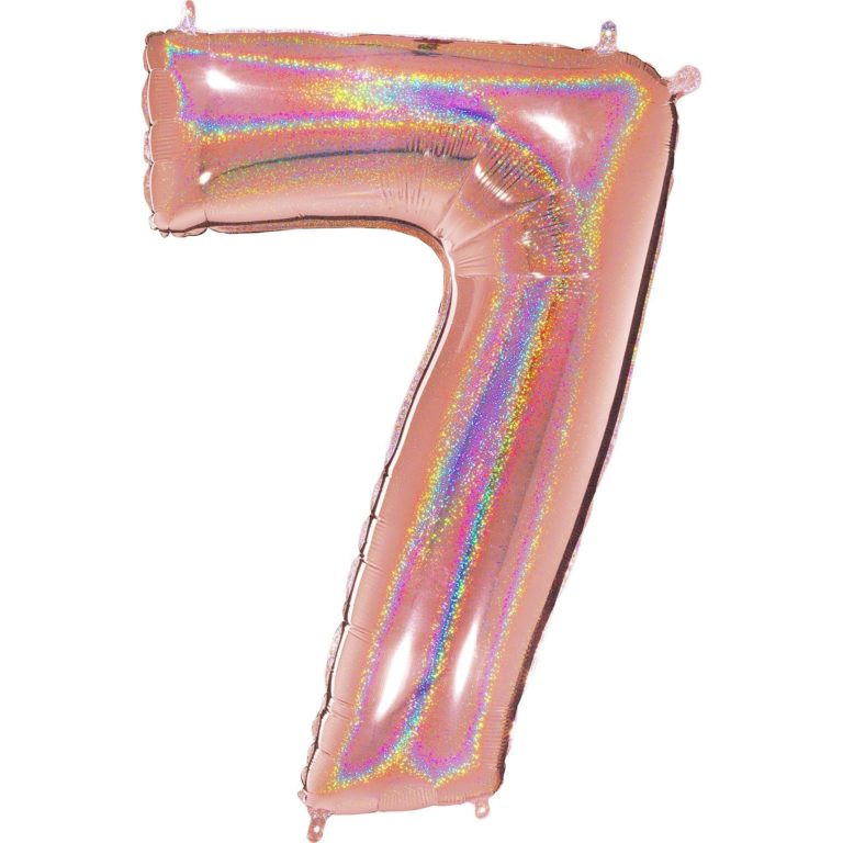 Giant Holographic Rose Gold Number Balloon - 40 Inches