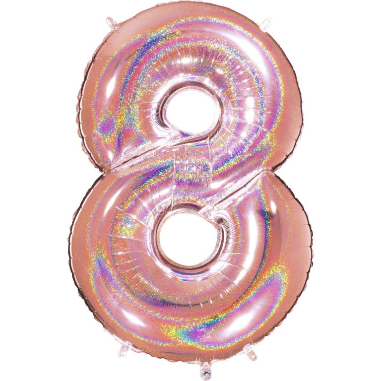 Giant Holographic Rose Gold Number Balloon - 40 Inches