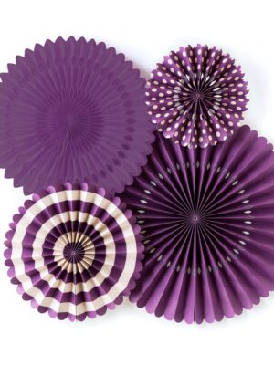 Purple Paper Fan Basics - Set of 4