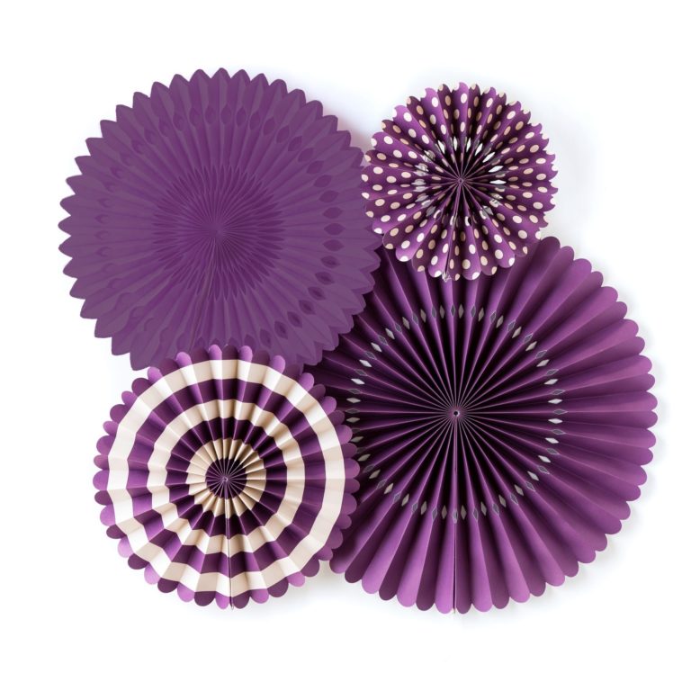 Purple Paper Fan Basics - Set of 4