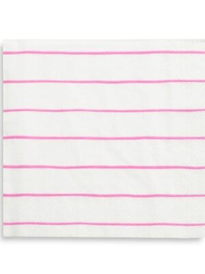 Frenchie Striped Large Napkins - Candy Pink