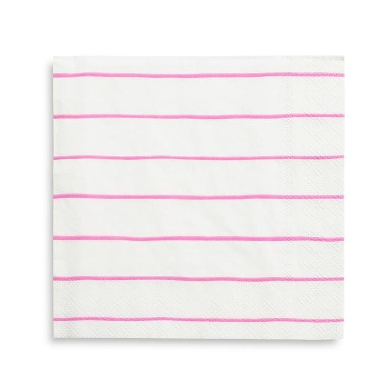 Frenchie Striped Large Napkins - Candy Pink