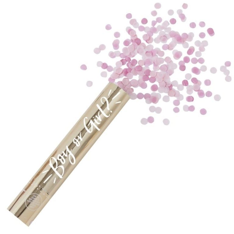 Gender Reveal Gold Foiled Compressed Air Cannon Shooter - Pink Confetti
